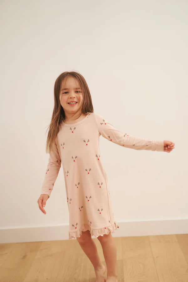 Long Sleeved Ruffled Sleep Dress