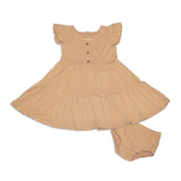 Bamboo Flutter Sleeve Tiered Dress