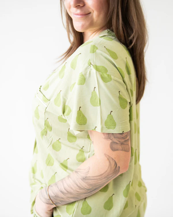 Ladies Mandarin Collar Short Set - Pear Sorbet