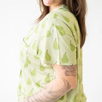 Ladies Mandarin Collar Short Set - Pear Sorbet