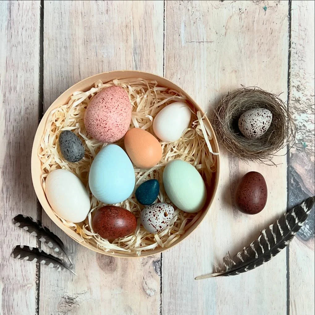 Set of Wooden Decorative Eggs