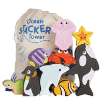 Wooden Ocean Life Stacking Animals