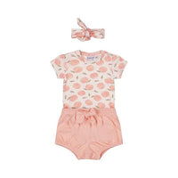 Baby Peach Print Romper & Short Set