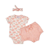 Baby Peach Print Romper & Short Set