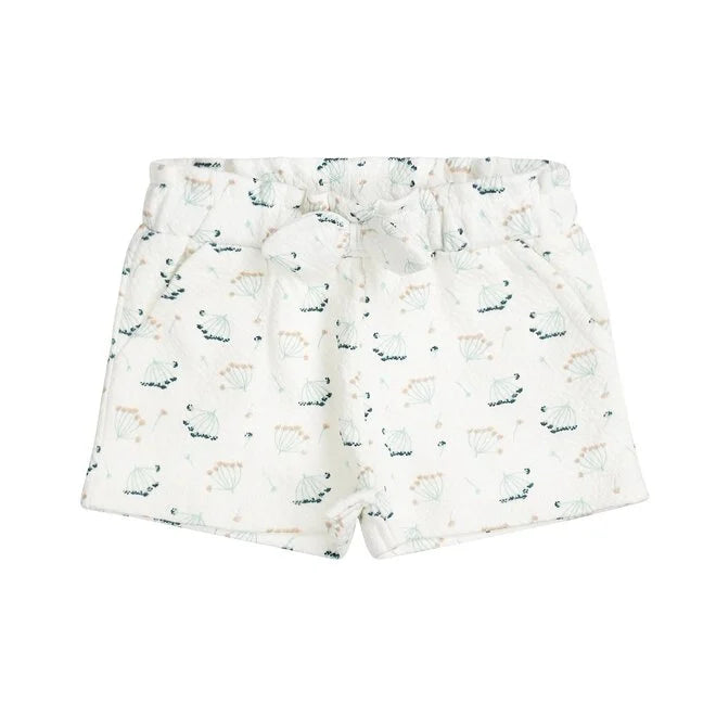 White Dandelion Print Shorts (12M-6Y)