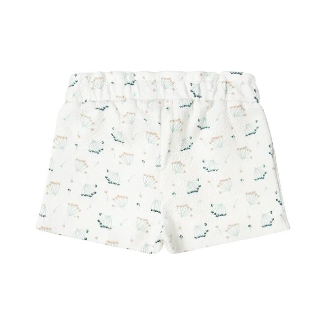White Dandelion Print Shorts (12M-6Y)