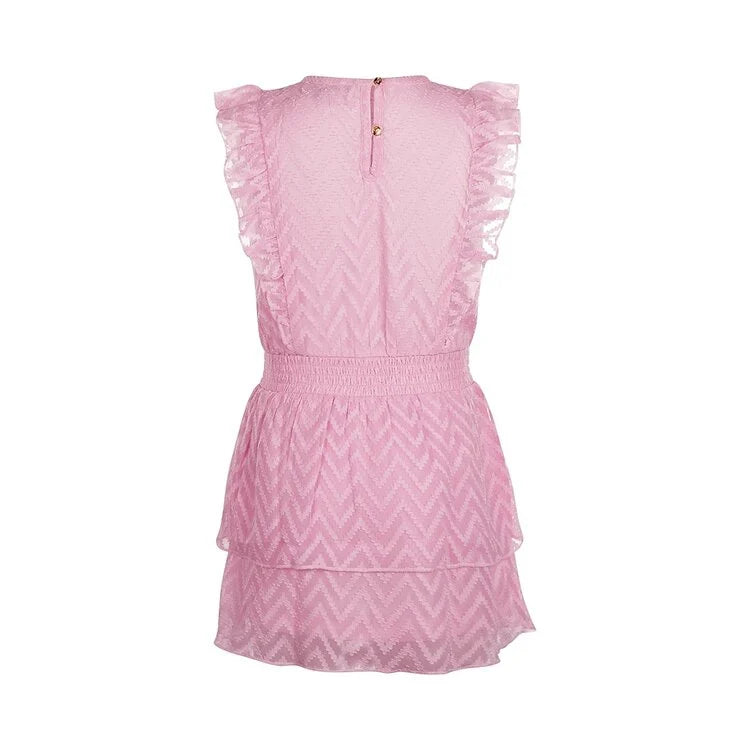 Girls Pink Sleeveless Ruffle Dress