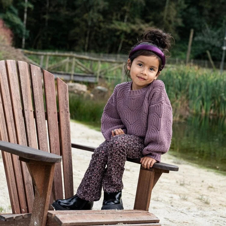 Girls Knit Purple Wide Sleeve Sweater 6