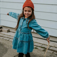 Girls' Denim Button Dress