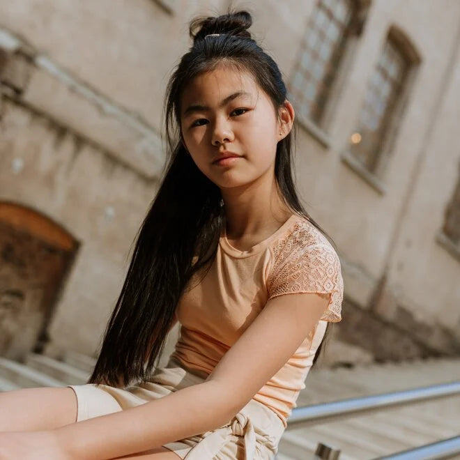 Girls Lace Sleeved T-Shirt