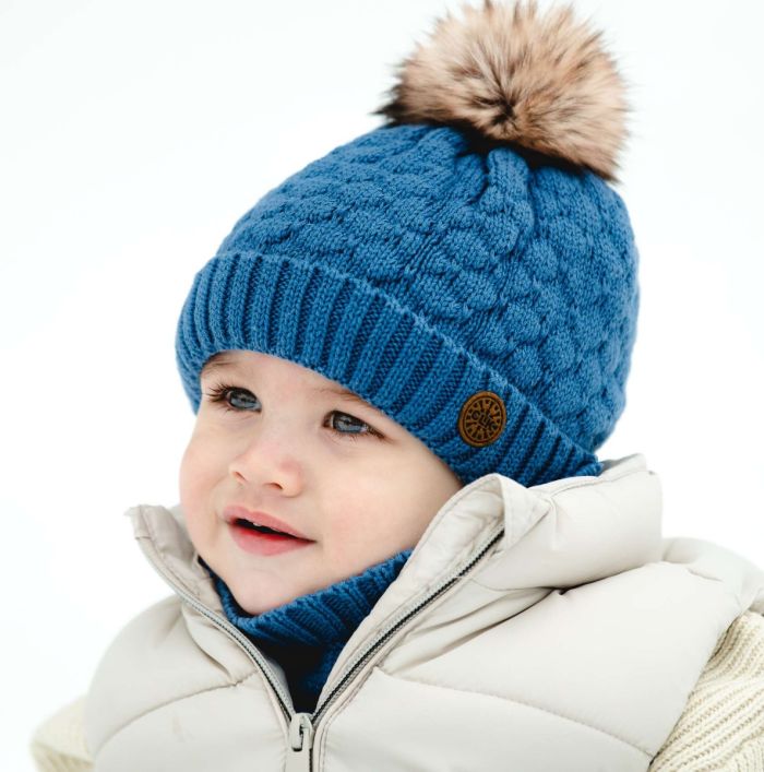 Cotton Knit Pom Pom Winter Hat