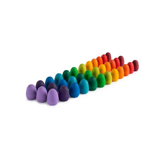 Wood Mandala Rainbow Eggs - 36pc