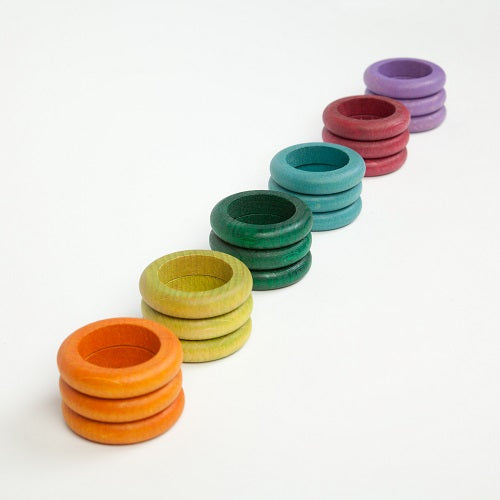 Wood Coloured Rings 18pc