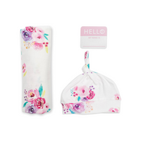Hello World Swaddle & Knotted Hat Set