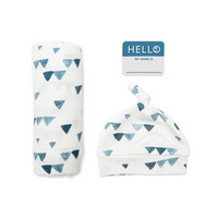 Hello World Swaddle & Knotted Hat Set