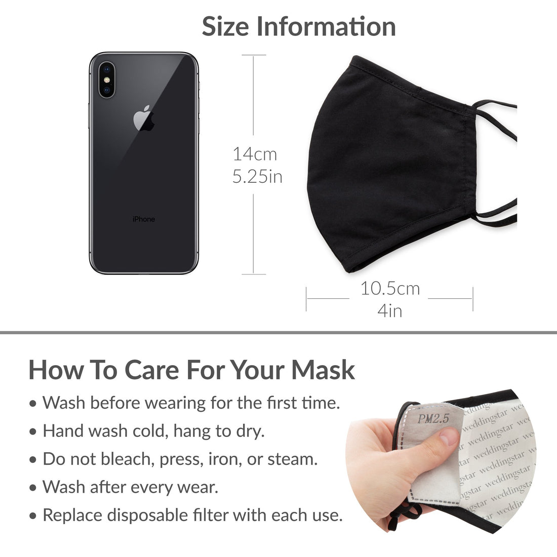 Weddingstar Reusable 3 layer Cotton Face Mask With Filter Pocket