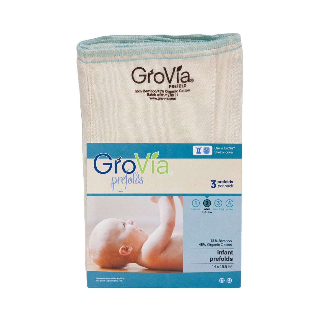 Bamboo Prefolds for Cloth Diapers - Size 2