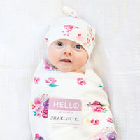 Hello World Swaddle & Knotted Hat Set