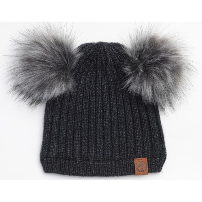 Double Pom Pom Knit Winter Hat