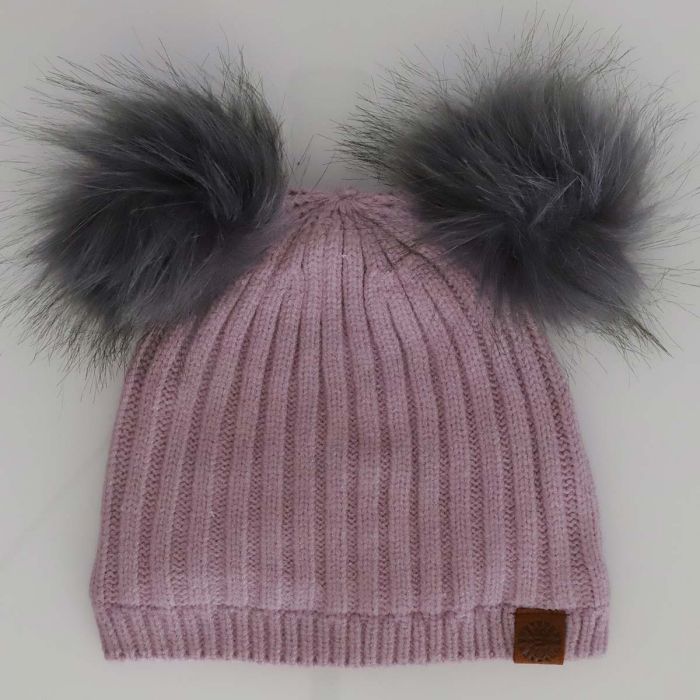 Double Pom Pom Knit Hat