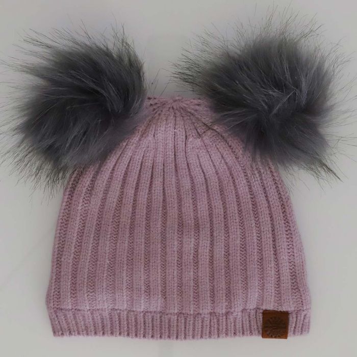 Double Pom Pom Knit Winter Hat