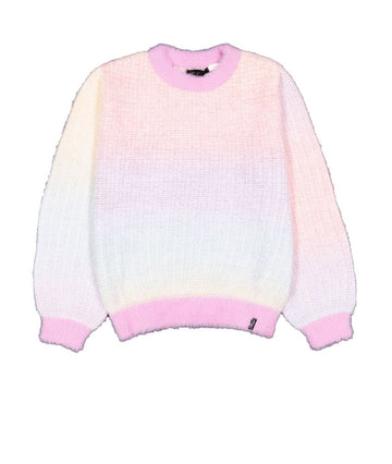 Girls Long Sleeve Crewneck Rainbow Gradient Sweater