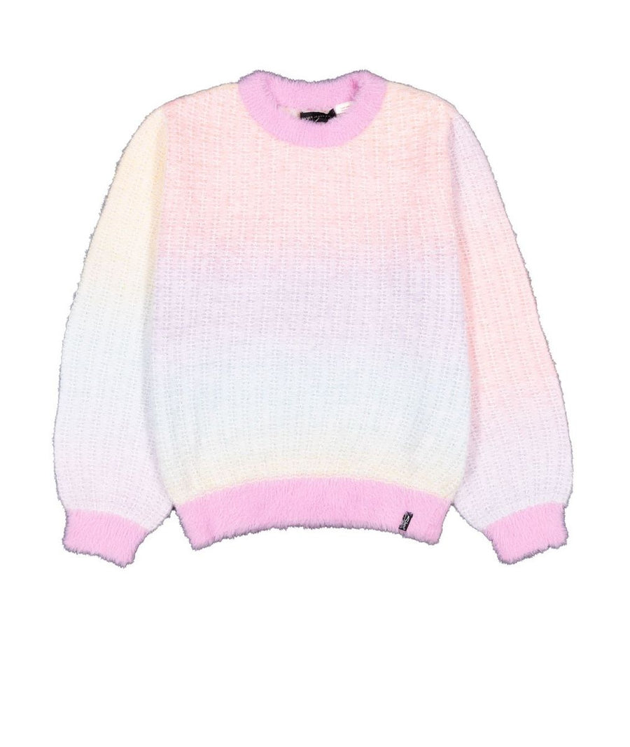 Girls Long Sleeve Crewneck Rainbow Gradient Sweater