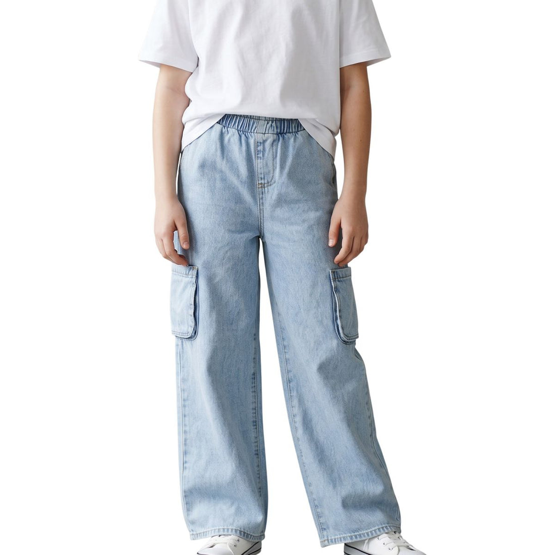 Girls' Wide Leg Cargo Jeans