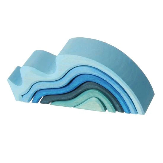 Wooden Water Waves Small Blue