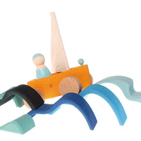 Wooden Water Waves Small Blue