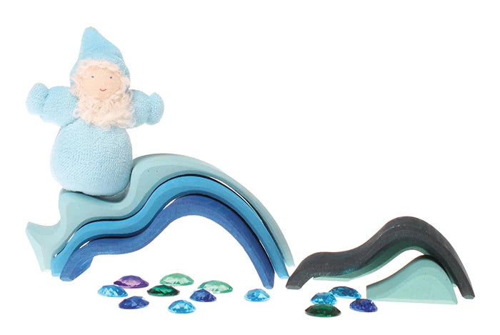 Wooden Water Waves Small Blue