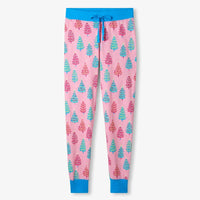Pink Bottle Brush Trees Pajama Set