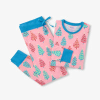 Pink Bottle Brush Trees Pajama Set