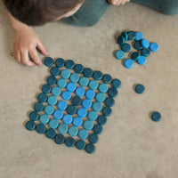 Wood Mandala Coins - 36pc (blues)