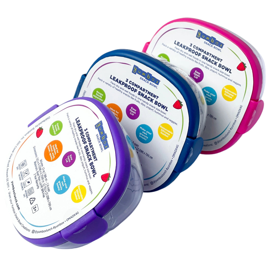 Compact Leakproof Snack Bowl with 3 Compartments
