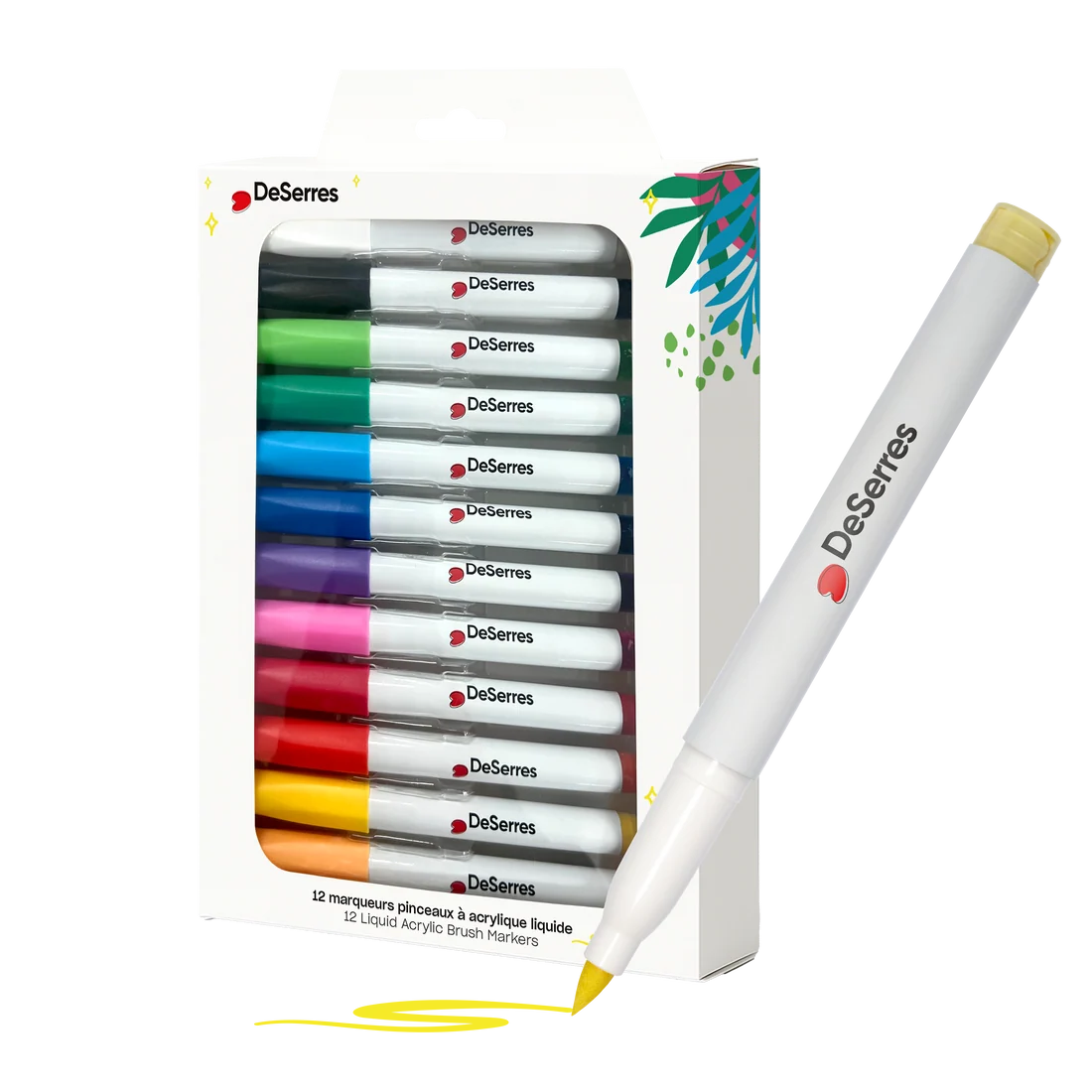 Brush Tip Acrylic Markers - 12 pc