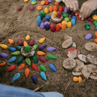 Wood Mandala Rainbow Eggs - 36pc
