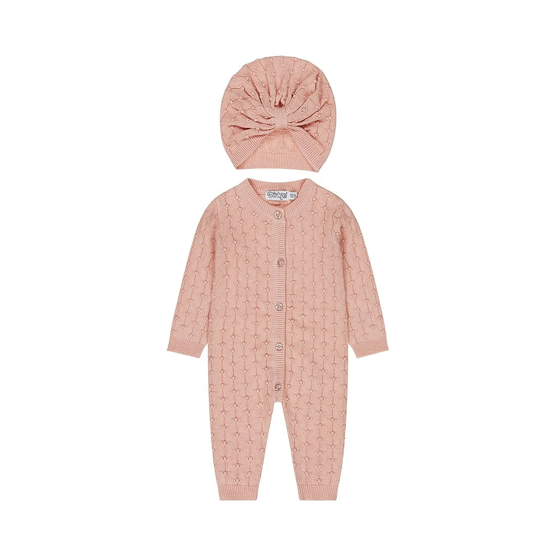 Baby Girls Pink Knit Romper & Hat