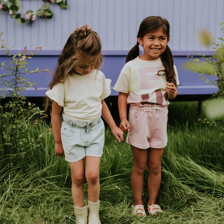 Girls' Loose Fit Light Blue Denim Shorts