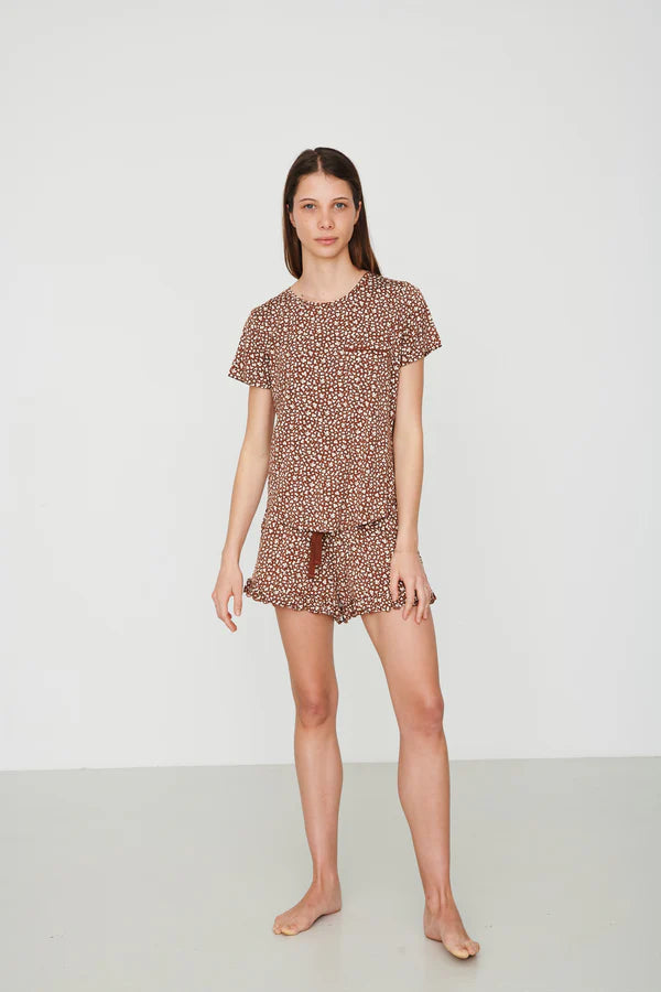 Ladies Bamboo Ruffled Short Set