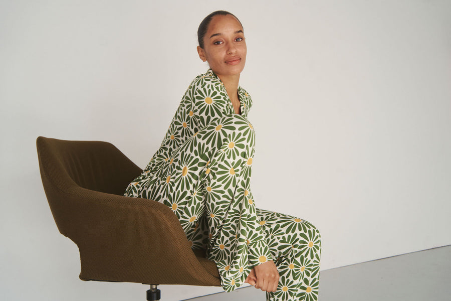 Ladies Collared Pajama Set