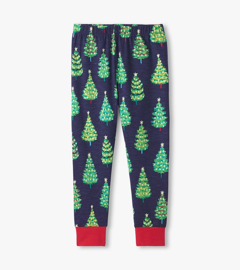 Blue Bottle Brush Trees Pajama Set