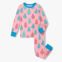Pink Bottle Brush Trees Pajama Set