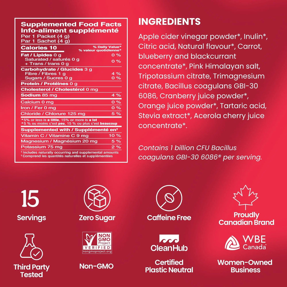 Cranberry Orange SuperBelly Water Elixirs with Prebiotics