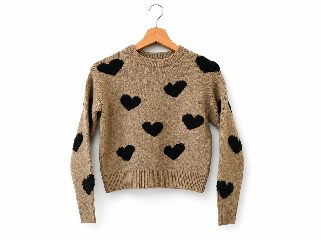 Girls Jacquard Praline Heart Sweater