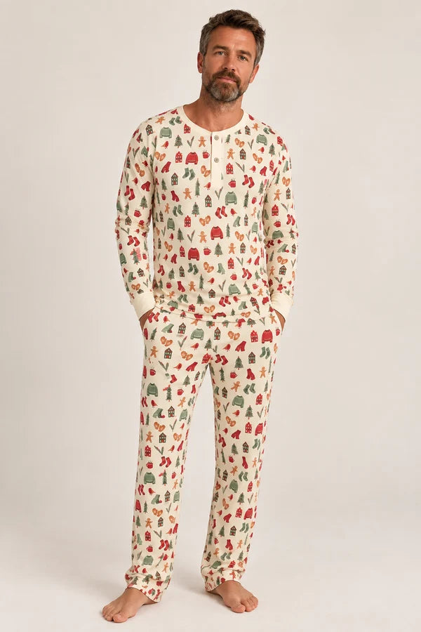 Adult Henley Wide Leg Pajama Set
