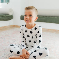 Kids Classic 2 Piece Pajama Set - Black Heart