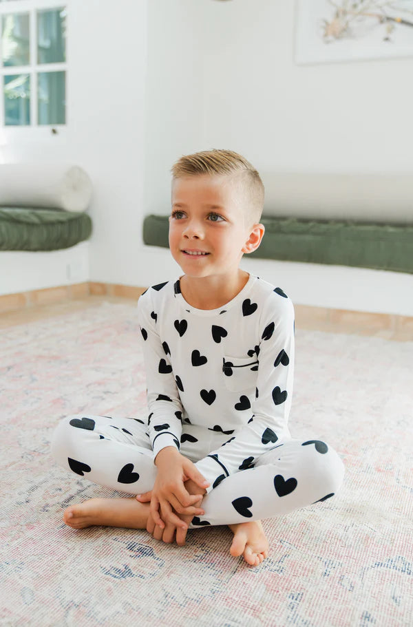 Kids Classic 2 Piece Pajama Set - Black Heart