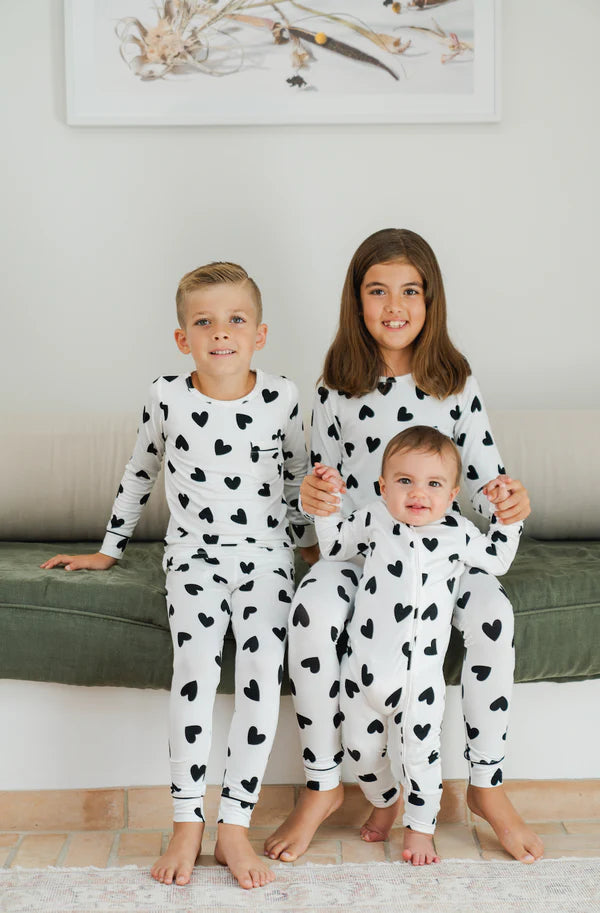 Kids Classic 2 Piece Pajama Set - Black Heart