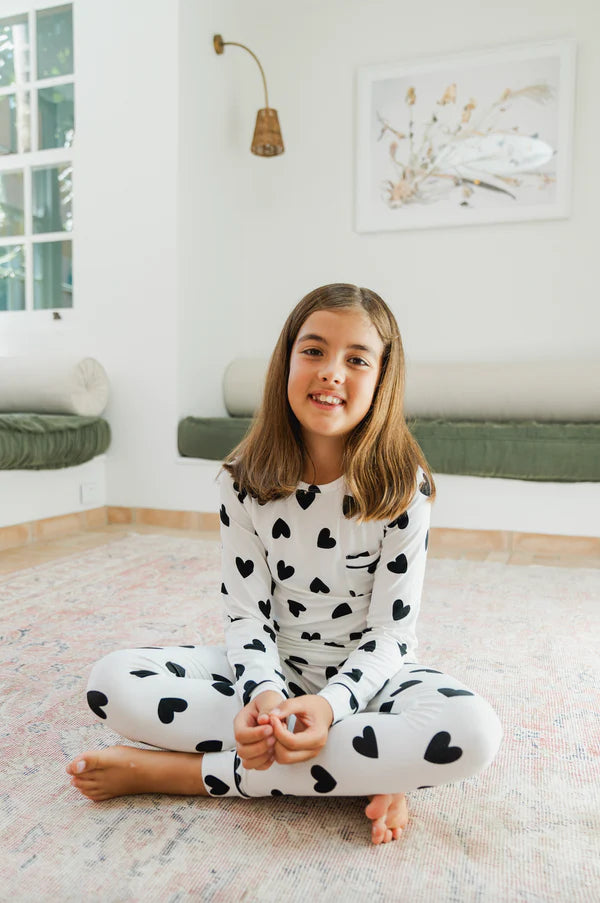 Kids Classic 2 Piece Pajama Set - Black Heart